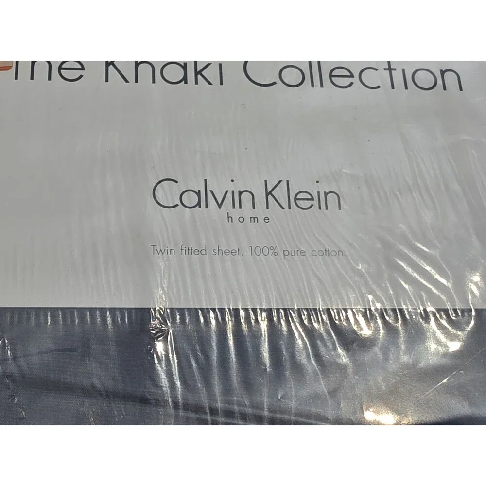 Vtg CALVIN KLEIN KHAKI COLLECTION TWIN FLAT & Fitted SHEETS Water Weeds Flint *